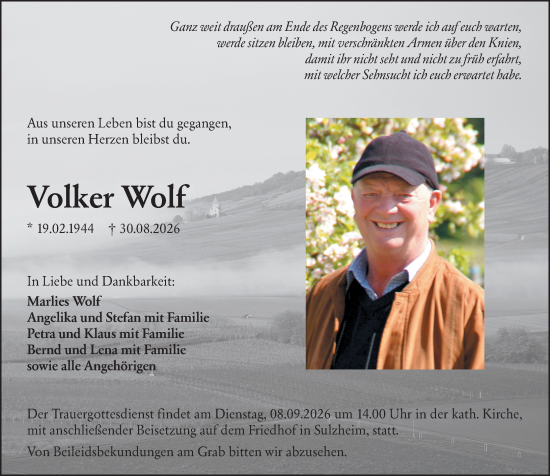 Traueranzeige von Volker Wolf von Allgemeine Zeitung Alzey