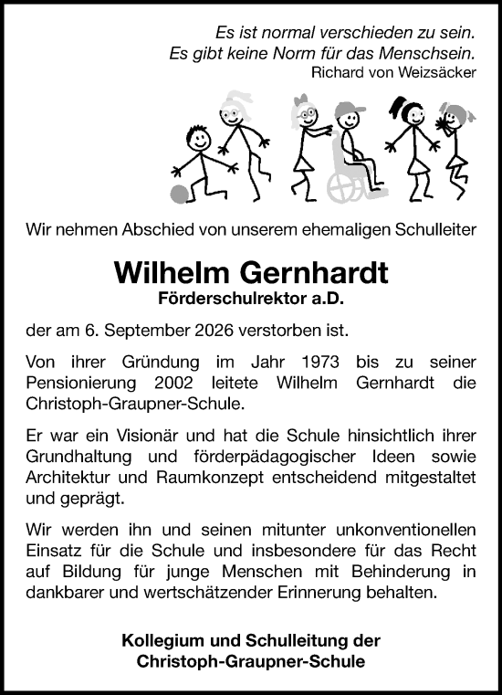 Traueranzeige von Wilhelm Gernhardt von Darmstädter Echo