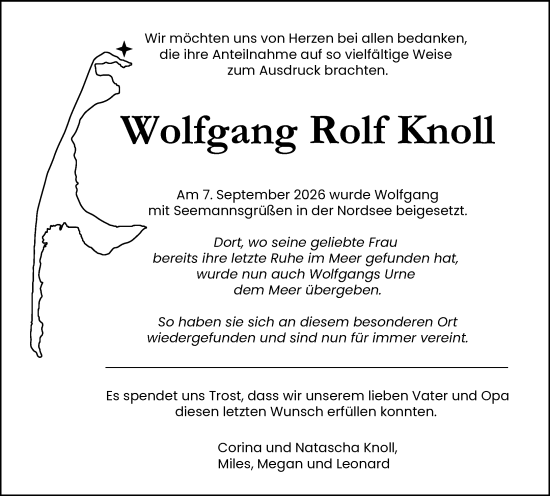 Traueranzeige von Wolfgang Rolf Knoll von Wiesbadener Kurier