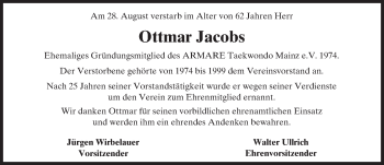 Traueranzeige von Ottmar Jacobs von Trauerportal Rhein Main Presse