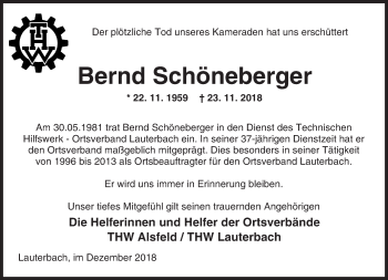 Traueranzeige von Bernd Schöneberger von VRM Trauer