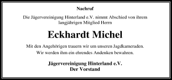 Traueranzeige von Eckhardt Michel von 205 HA - Hinterländer Anzeiger (130)
