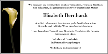 Traueranzeige von Elisabeth Bernhardt von 205 HA - Hinterländer Anzeiger (130)