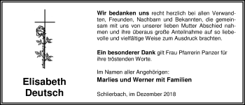 Traueranzeige von Elisabeth Deutsch von 205 HA - Hinterländer Anzeiger (130)