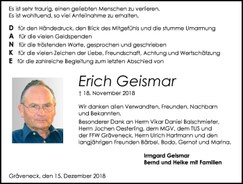 Traueranzeige von Erich Geismar von 206 WT - Weilburger Tageblatt (140)