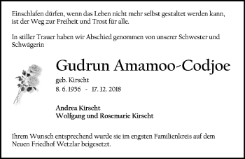 Traueranzeige von Gudrun Amamoo-Codjoe von 201 WNZ - Wetzlarer Neue Zeitung (110)