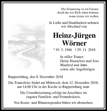 Traueranzeige von Heinz-Jürgen Wörner von 560 Gießener Anzeiger