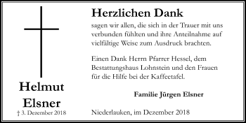 Traueranzeige von Helmut Elsner von 564 Usinger Anzeiger