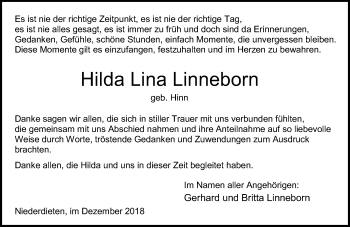 Traueranzeige von Hilda Lina Linneborn von 205 HA - Hinterländer Anzeiger (130)