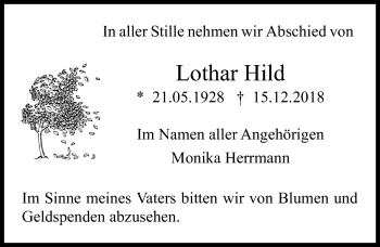 Traueranzeige von Lothar Hild von 202 Dill Block (120)