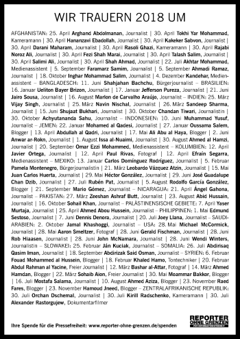 Traueranzeige von Reporter ohne Grenzen  von 564 Usinger Anzeiger