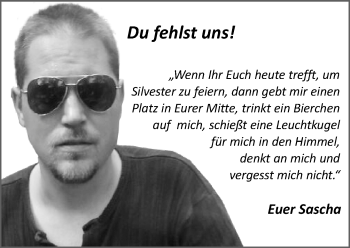 Traueranzeige von Sascha  von 202 Dill Block (120)
