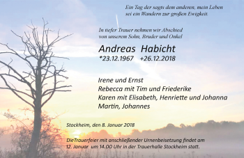 Traueranzeige von Andreas Habicht von 561 Kreisanzeiger