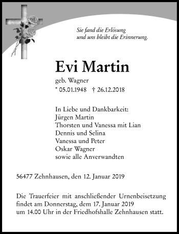 Traueranzeige von Evi Martin von 202 Dill Block (120)