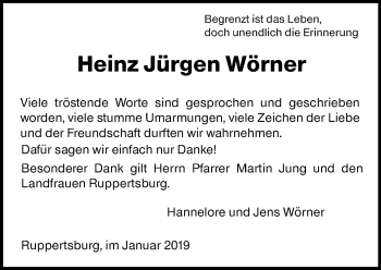 Traueranzeige von Heinz Jürgen Wörner von 560 Gießener Anzeiger