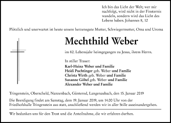 Traueranzeige von Mechthild Weber von 205 HA - Hinterländer Anzeiger (130)