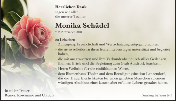 Traueranzeige von Monika Schädel von 561 Kreisanzeiger