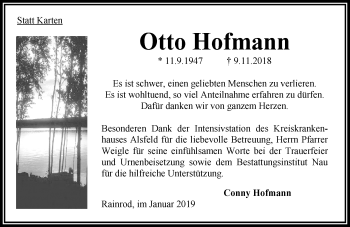 Traueranzeige von Otto Hofmann von VRM Trauer