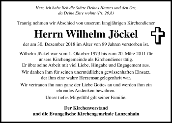 Traueranzeige von Wilhelm Jöckel von VRM Trauer