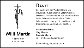Traueranzeige von Willi Martin von 582 Camberger Anzeiger