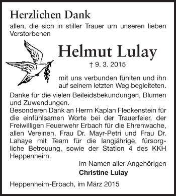 Traueranzeige von Helmut Lulay von Starkenburger Echo