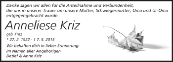 Traueranzeige von Anneliese Kriz von Starkenburger Echo