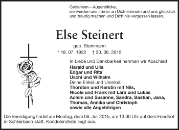 Traueranzeige von Else Steinert von Starkenburger Echo, Bergsträßer Anzeiger