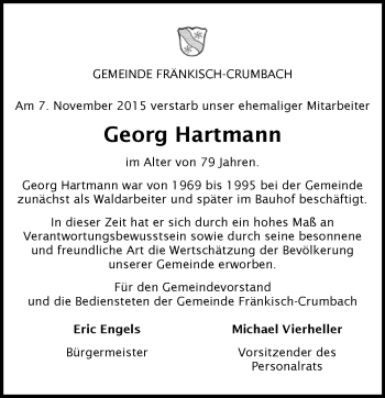 Traueranzeige von Georg Hartmann von trauer.echo-online.de