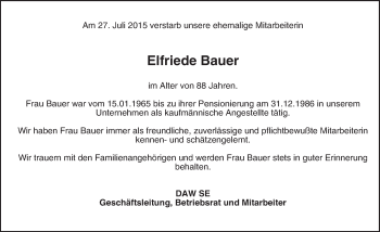 Traueranzeige von Elfriede Bauer von trauer.echo-online.de