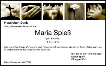 Traueranzeige von Marie Spieß von Rüsselsheimer Echo, Groß-Gerauer-Echo, Ried Echo