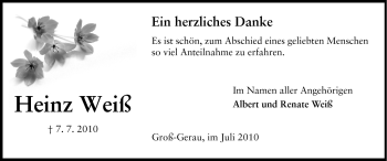 Traueranzeige von Heinz Weiß von Rüsselsheimer Echo, Groß-Gerauer-Echo, Ried Echo