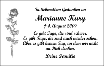 Traueranzeige von Mrianne Kury von Starkenburger Echo