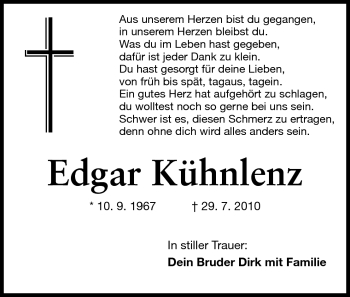 Traueranzeige von Edgar Kühnlenz von Echo-Zeitungen (Gesamtausgabe)