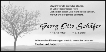 Traueranzeige von Georg Otto Schäfer von Rüsselsheimer Echo, Groß-Gerauer-Echo, Ried Echo