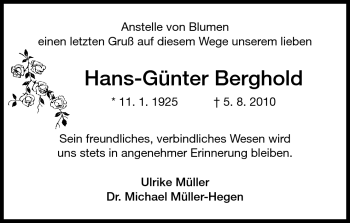 Traueranzeige von Hans-Günter Berghold von Darmstädter Echo, Odenwälder Echo, Rüsselsheimer Echo, Groß-Gerauer-Echo, Ried Echo