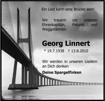 Traueranzeige von Georg Linnert von Echo-Zeitungen (Gesamtausgabe)
