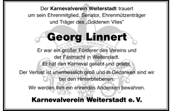 Traueranzeige von Georg Linnert von Echo-Zeitungen (Gesamtausgabe)