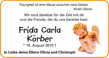 Traueranzeige von Frida Körber von Darmstädter Echo, Odenwälder Echo, Rüsselsheimer Echo, Groß-Gerauer-Echo, Ried Echo