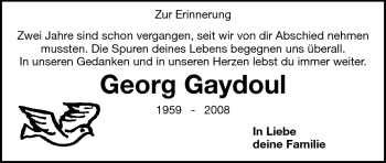 Traueranzeige von Georg Gaydoul von Darmstädter Echo, Odenwälder Echo, Rüsselsheimer Echo, Groß-Gerauer-Echo, Ried Echo