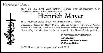 Traueranzeige von Heinrich Mayer von Echo-Zeitungen (Gesamtausgabe)
