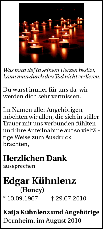 Traueranzeige von Edgar Kühnlenz von Echo-Zeitungen (Gesamtausgabe)