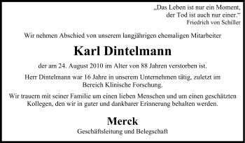 Traueranzeige von Karl Dintelmann von Echo-Zeitungen (Gesamtausgabe)