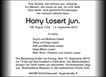 Traueranzeige von Harry Losert von Starkenburger Echo
