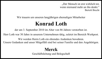 Traueranzeige von Konrad Loth von Echo-Zeitungen (Gesamtausgabe)