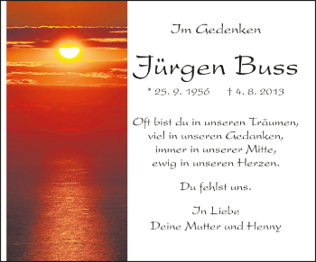 Traueranzeige von Jürgen Buss von Darmstädter Echo