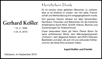 Traueranzeige von Gerhard Kessler von Odenwälder Echo