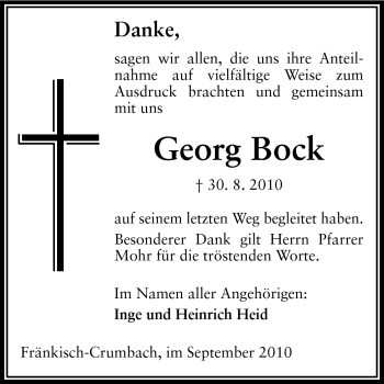 Traueranzeige von Georg Bock von Odenwälder Echo