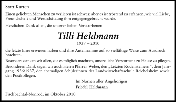 Traueranzeige von Tilli Heldmann von Echo-Zeitungen (Gesamtausgabe)