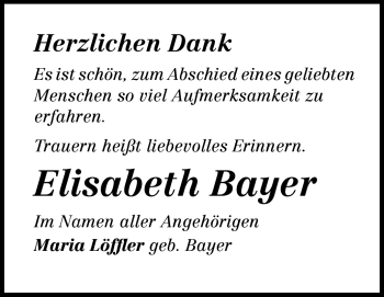 Traueranzeige von Elisabeth Bayer von Starkenburger Echo