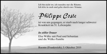 Traueranzeige von Philippe Coste von Echo-Zeitungen (Gesamtausgabe)